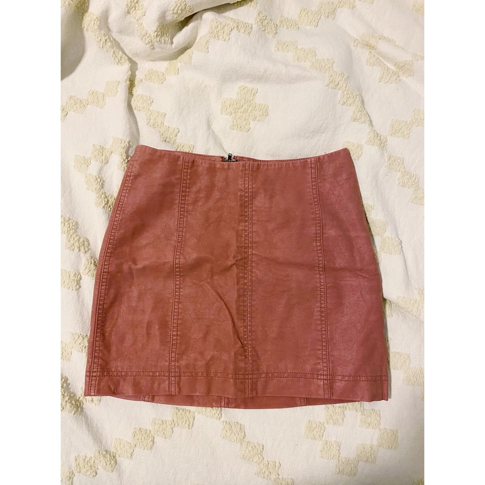 FREE PEOPLE Suede Dusty Rose Mini Skirt
